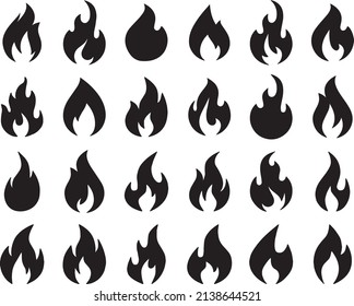 Black Color Fire Flame Vector Set Stock Vector (Royalty Free ...