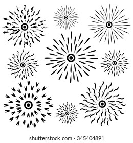 Black color fireworks art image,Vector Illustration