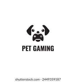 Black Color Flat Dog head Gaming Controller Logo Design Animal Game Icon Concept Isolated Premium Vector