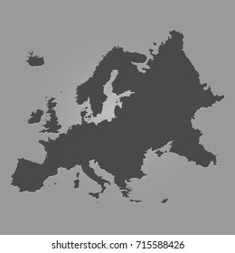 Black color flat Europe map vector