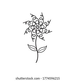 Schwarze Farbe flach einzelne Vektorgrafik abstrakter Spiralspirale, schlanke Linie Kunstform Blume. Blumenschlichte Kunst für Tapeten und Fliesendesign.