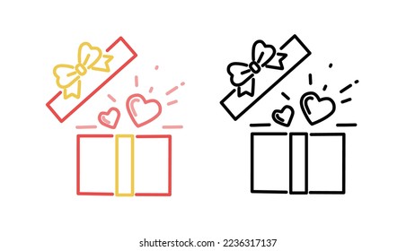 black color flat style love gift icon vector illustration suitable for valentine theme, celebration gift, template, icon, sticker