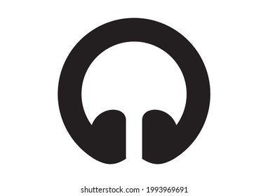 Black color flat vector headphone icon. 