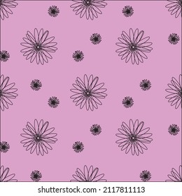 black color floral patterns on purple background, vector