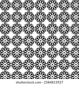 black color floral seamless pattern on white background