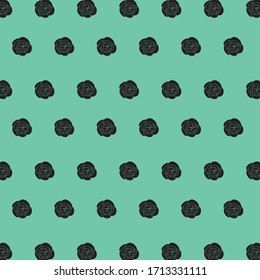 black color flower pattern on green background vector