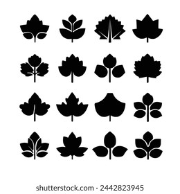 Colección de iconos de forma de flor de color negro. Vector de stock. Ilustración vectorial de coronas dibujadas a mano