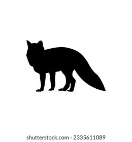 Black color fox icon vector silhouette model 