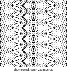 Patrón geométrico de color negro. Impresión de arte de la línea de dibujo de Doodle. Patrón de arte de franjas abstractas. Vector tribal de Doodle Oscuro. Simple Boho Batik. Tinta de color negro Scribble Textil. Vector étnico de tinta abstracta
