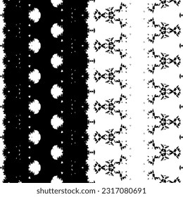 Black Color Geometric Pattern. Ethnic Hand Dark Print. Black Colour Art Doodle Texture. Abstract Stripe Dark Pattern. Simple Native Ikat Batik. Tribal Ink Scribble Vector. Seamless Art Ethnic Vector