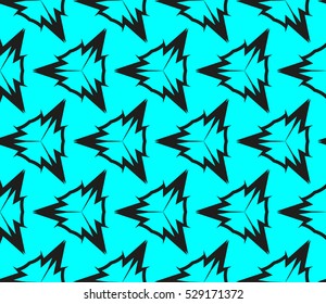 Black color geometry seamless pattern. Abstract line, shape. Vector illustration. Blue background. For design, interior, wallpaper
