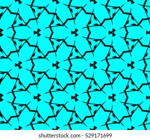 Black color geometry seamless pattern. Abstract line, shape. Vector illustration. Blue background. For design, interior, wallpaper