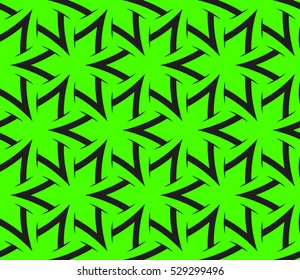 Black color geometry seamless pattern. Abstract line, shape. Vector illustration. Green background. For design, interior, wallpaper