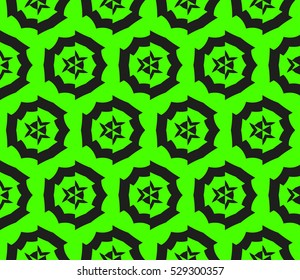 Black color geometry seamless pattern. Abstract line, shape. Vector illustration. Green background. For design, interior, wallpaper