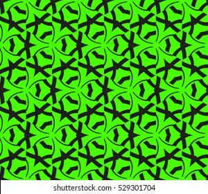 Black color geometry seamless pattern. Abstract line, shape. Vector illustration. Green background. For design, interior, wallpaper