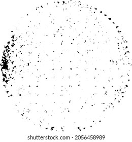 Black color of grunge textured in circle or round shape on white  background