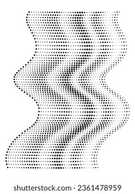 black color halftone dot pattern with wave shape background vector illustration
