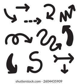 Black color of Hand Drawn Arrow Doodle Collection