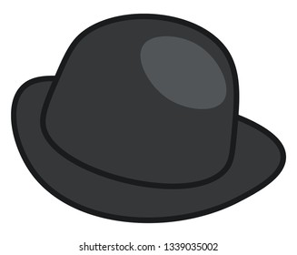 A black color hat traditionally been worn with semi-formal and informal attire vector color drawing or illustration 