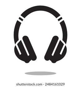Black color headphone silhouette vector Illustration, solid white background