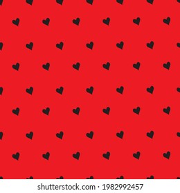 black color heart patterns on red background, vector