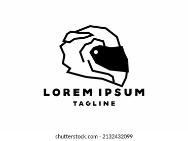 Black color of helmet shape in stiff lines style design