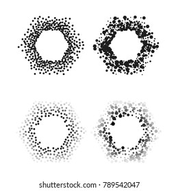 Black color hexagon frames Isolated on white background with space for your text. Creative backgrounds for tags, labels, cards. Mosaic  structure. Vector Illustration