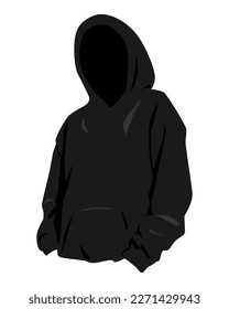 vector de chaqueta de color negro con capucha. concepto de ropa, estilo de vida. ilustración vectorial plana.