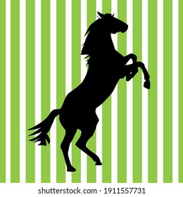 black color horse pattern vector on green white straight lines