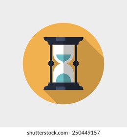 black color hourglass flat style icon, isolated vector illustration on a white background.