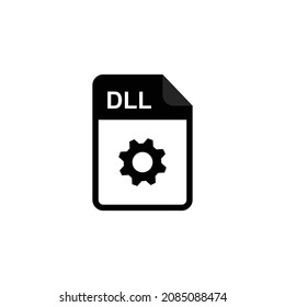 black color icon - File types icon DLL , vector art and illustration.
