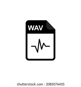 black color icon - wav icon- waveform audio format icon File types icon , vector art and illustration