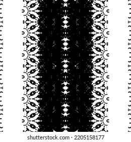 Black Color Indian Pattern. Black Colour Art Scribble Pattern. Seamless Design Art Pattern. Ethnic Ink Doodle Vector. Abstract Ikat Dark Print. Simple Tribal Boho Batik. Seamless Dark Native Repeat