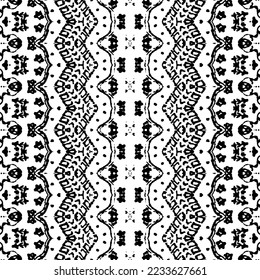 Indisches Schwarzes Farbmuster. Einfaches Geo-Vektorgrafik-Geo. Schwarzes Farbtink-Schriftzeichen-Muster. Ethnische Dunkle Doodle Batik. Nahtlose Streifen dunkles Muster. Ethnische Dyed Print. Nahtlose Anleitung Wiederholen