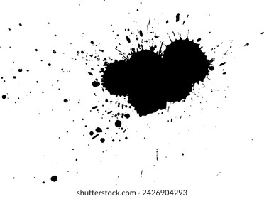 Schwarze Farbe Tintenspritzer auf weißem Hintergrund