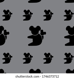 color negro patrones de koala en el vector de fondo gris