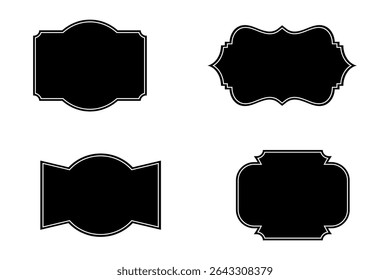 black color label shape bannar frame box vector design art