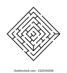 Black color labyrinth game scheme on white background flat vector illustration