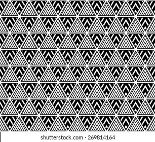 Black color lattice and stripe triangle seamless pattern background vector.