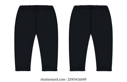 Black color Legging pant   vector illustratino template for kids isolated on white background