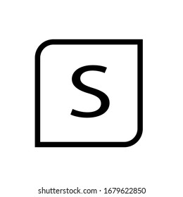 Black color letter S in black rectangle vector ready to use for web design