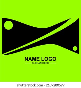 Black Color Logo Design. Isolated Green Color. All Colors And Shapes You Can Change