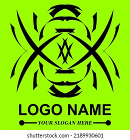 Black Color Logo Design. Isolated Green Color. All Colors And Shapes You Can Change