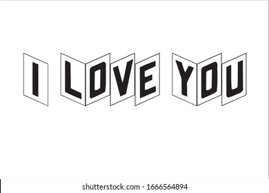 Black color i love you text with white background.	