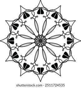 Black color mandala design, Arts mandala, coloring  page mandala design. adult coloring page