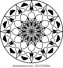 Desenho de mandala de cor preta, Mandala de artes, desenho de mandala de página de coloração. página de coloração adulta