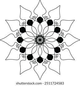 Desenho de mandala de cor preta, Mandala de artes, desenho de mandala de página de coloração. página de coloração adulta