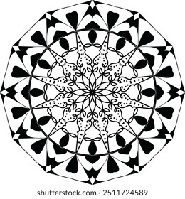 Black color mandala design, Arts mandala, coloring  page mandala design. adult coloring page