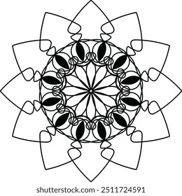 Black color mandala design, Arts mandala, coloring  page mandala design. adult coloring page