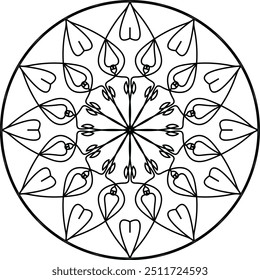 Black color mandala design, Arts mandala, coloring  page mandala design. adult coloring page